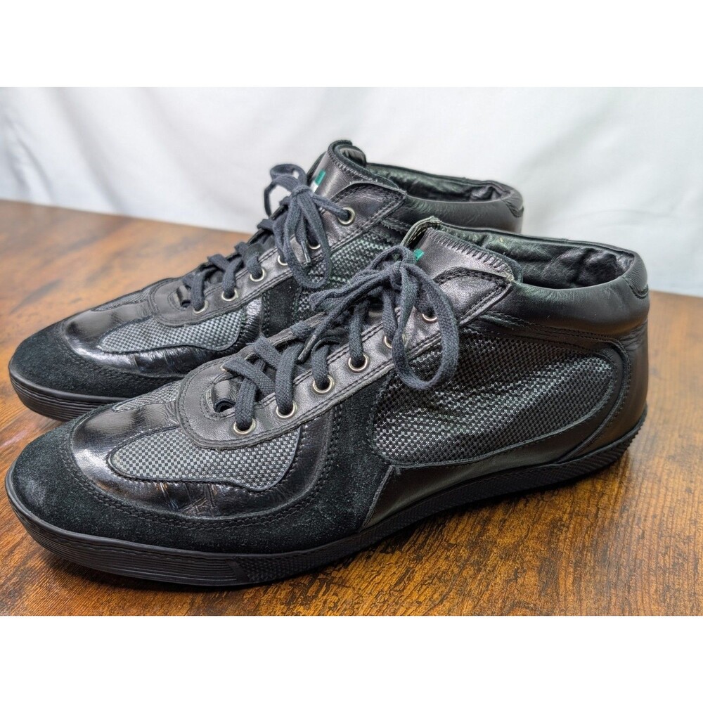 BACCO BUCCI Mens Leather/Suede Lace Up European Ankle Sneaker Italy Black 10.5